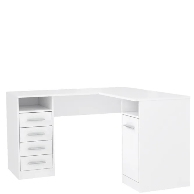 Biurko NET106 narożne z szafką i 4 szufladami - biały - OFDB125-120