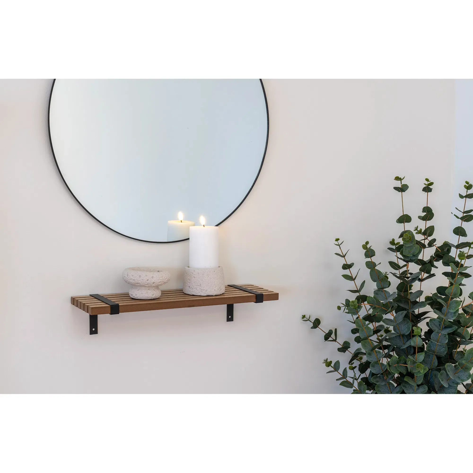 Półka ścienna LUXOR fornir jesionowy 50x15x10 cm - naturalny, czarny - 4293012