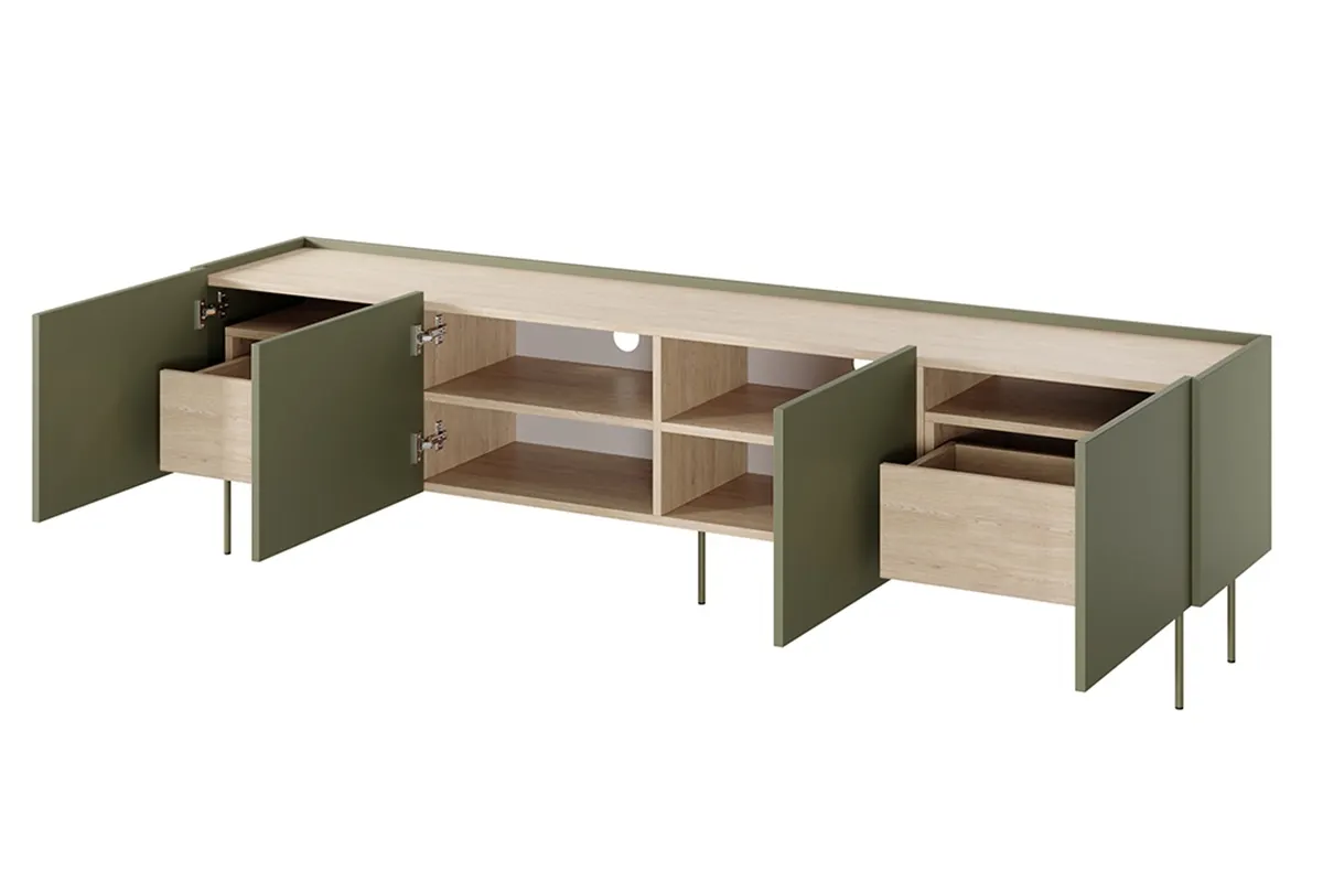 Szafka RTV DESIN 220 z 2 szufldami - oliwka - dąb nagano - B_149141