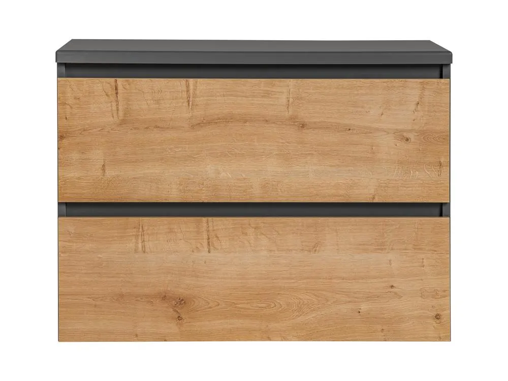 Szafka pod umywalkę z 2 szufladami MONAKO szary, dąb hamilton 80x57x48cm - MONAKO_GREY_OAK_821_-_FSC