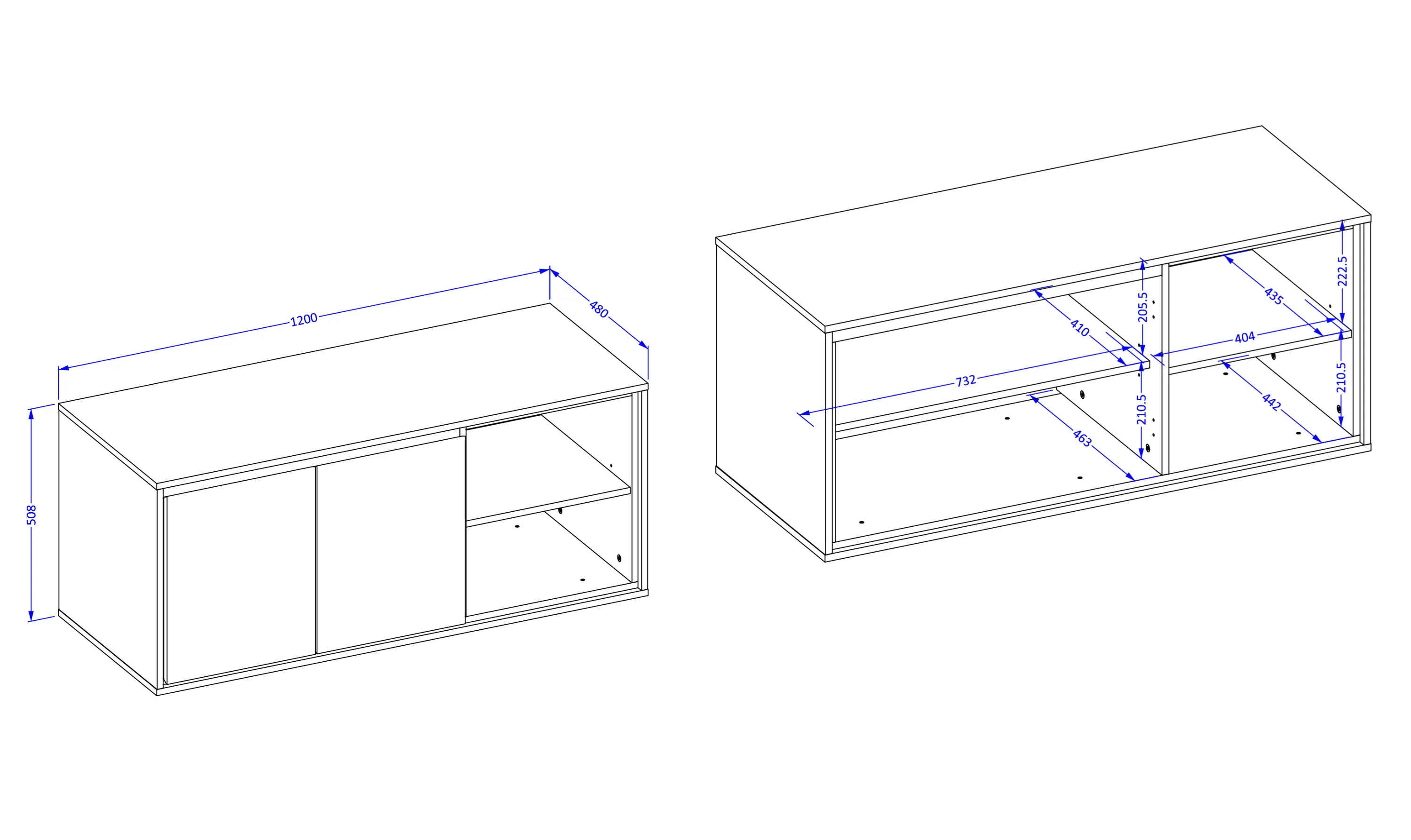 Szafka pod umywalkę IRVINE 2-drzwiowa z regałem 120cm - congo, czarny - 30CWNP60