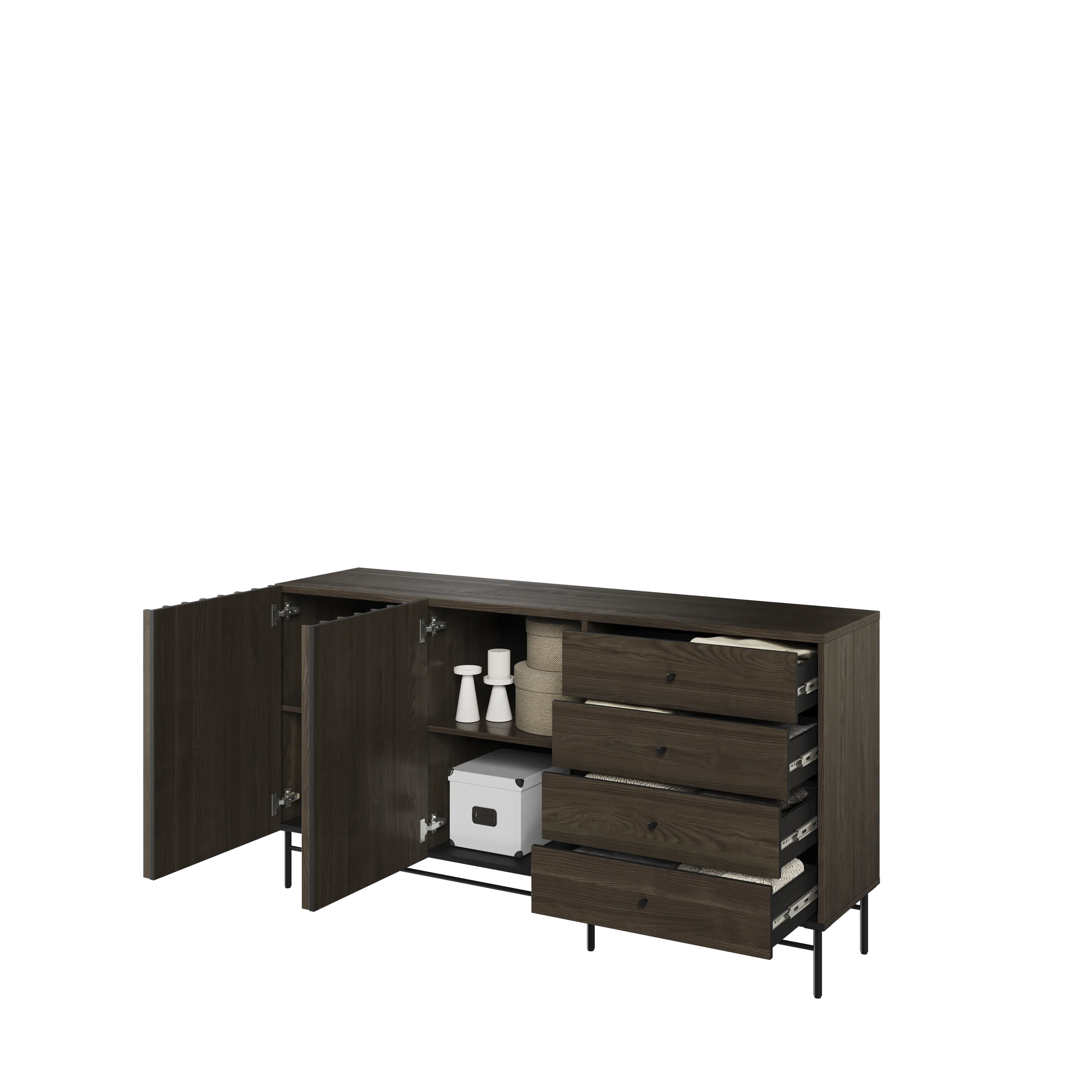 Komoda z szufladami Piemonte PE-07 165cm lamel jesion portlandzki/czarna - PE7JCZ