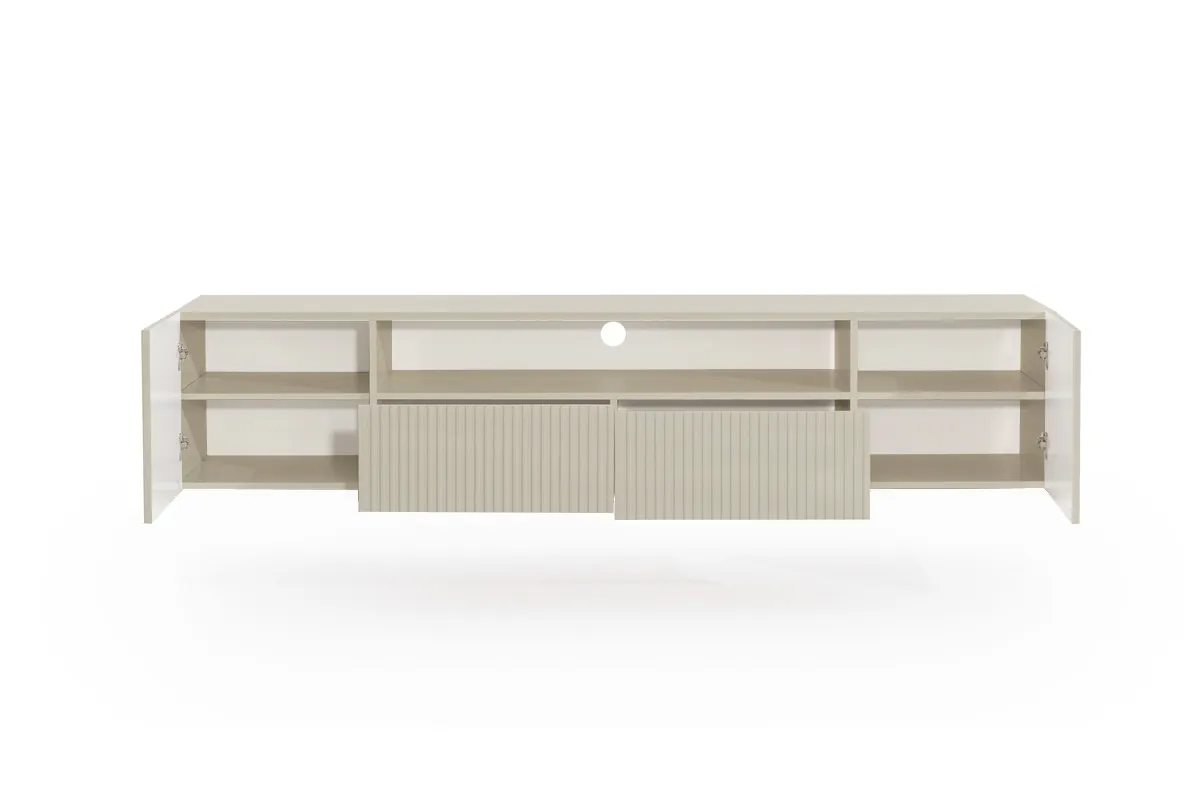 Szafka RTV NICOLE 200 z wnęką i szufladami - kremowa - wisząca - B_55535