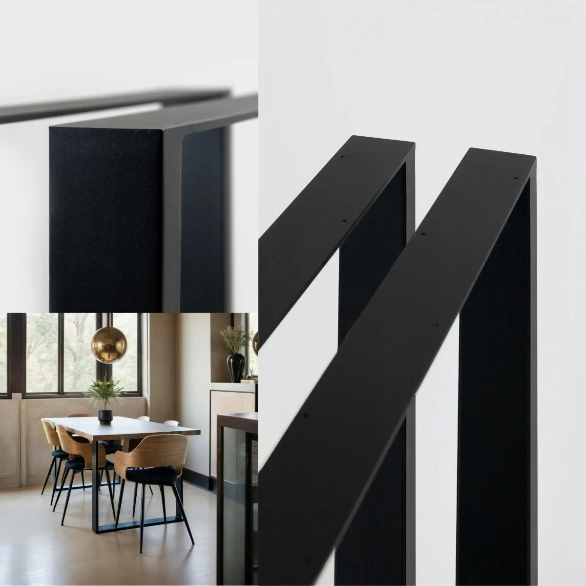 Nogi metalowe do stołu stelaż pod blat MATARO zestaw 2 szt. 72x72x8 czarne - LD_TZ000484