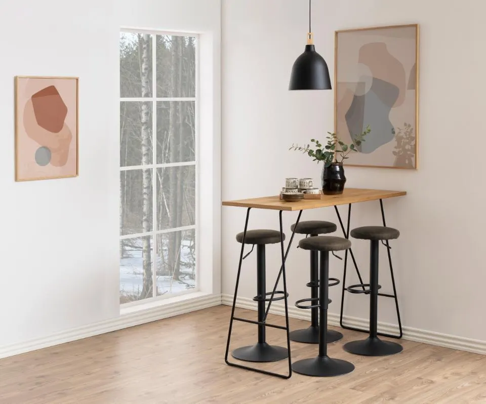 image stół-barowy, taboret, krzesła-barowe, drewniany, metalowy