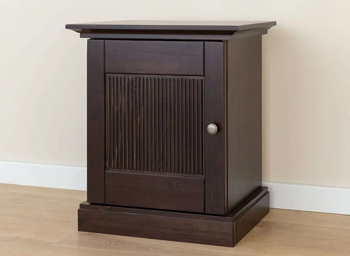 Szafka nocna drewniana ROSELLA lewostronna 36x54x61 sosna ciemny brąz - SKROS06L