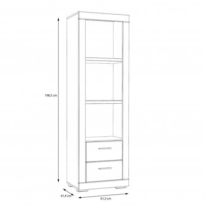 Regał wysoki z 2 szufladami SNOW - biały, chrom - SNWR72-C50