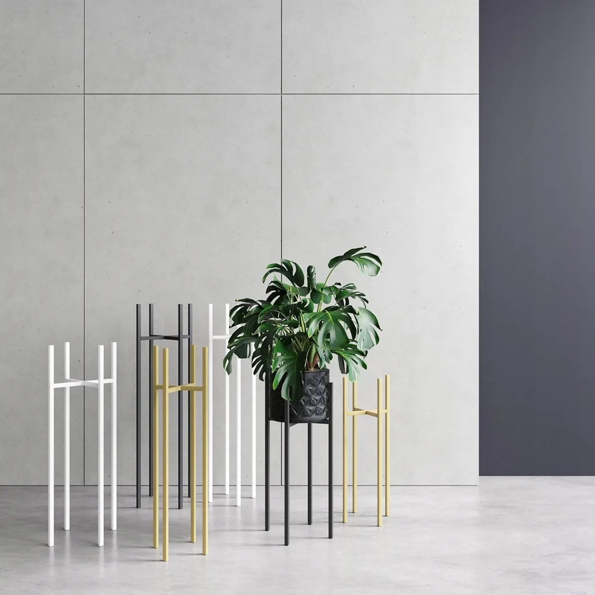 Kwietnik-stojak na donicę metalowy TULLE M czarny - LD_TZ000127