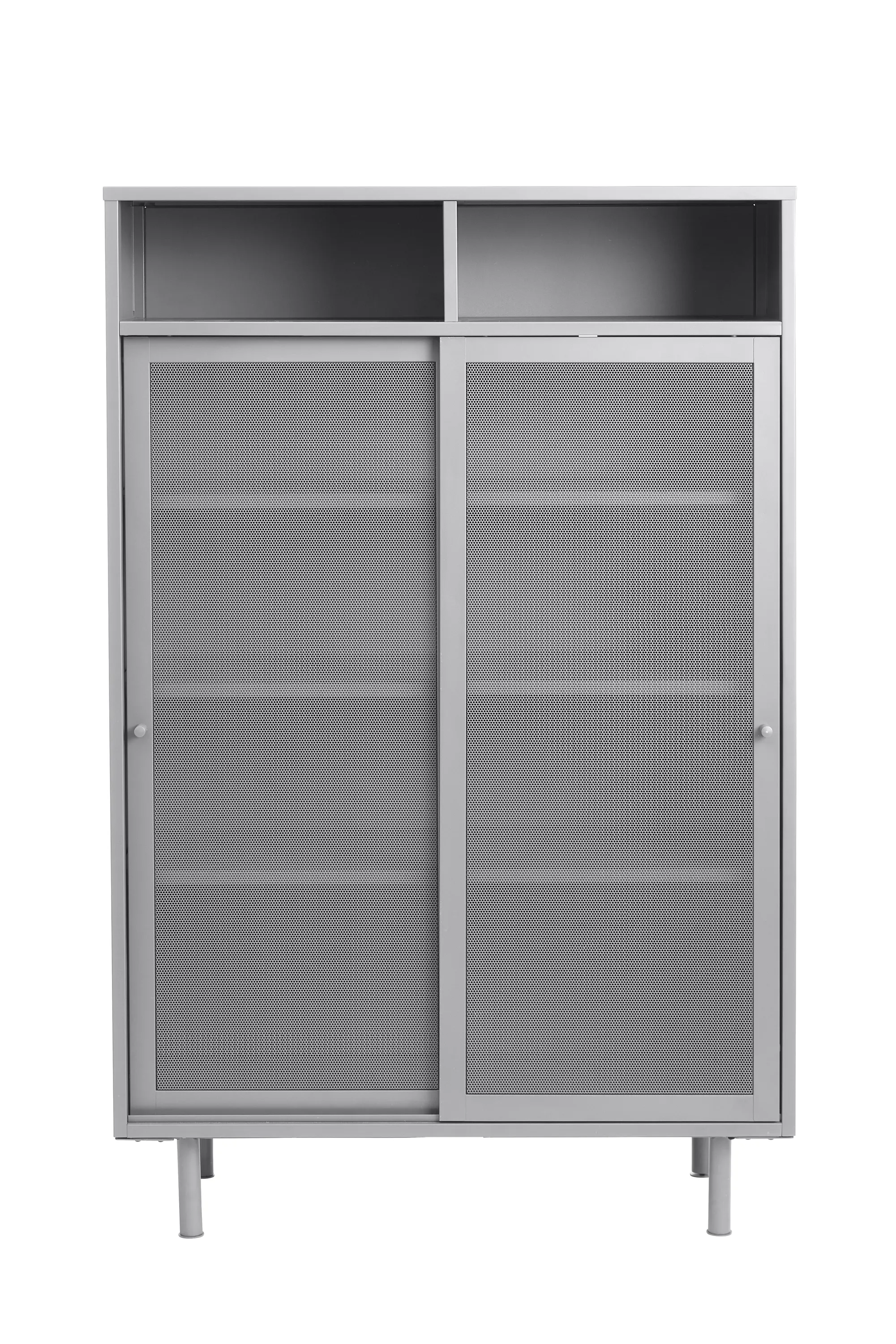 Komoda wysoka 2-drzwiowa VEEP 90 cm metalowa szara