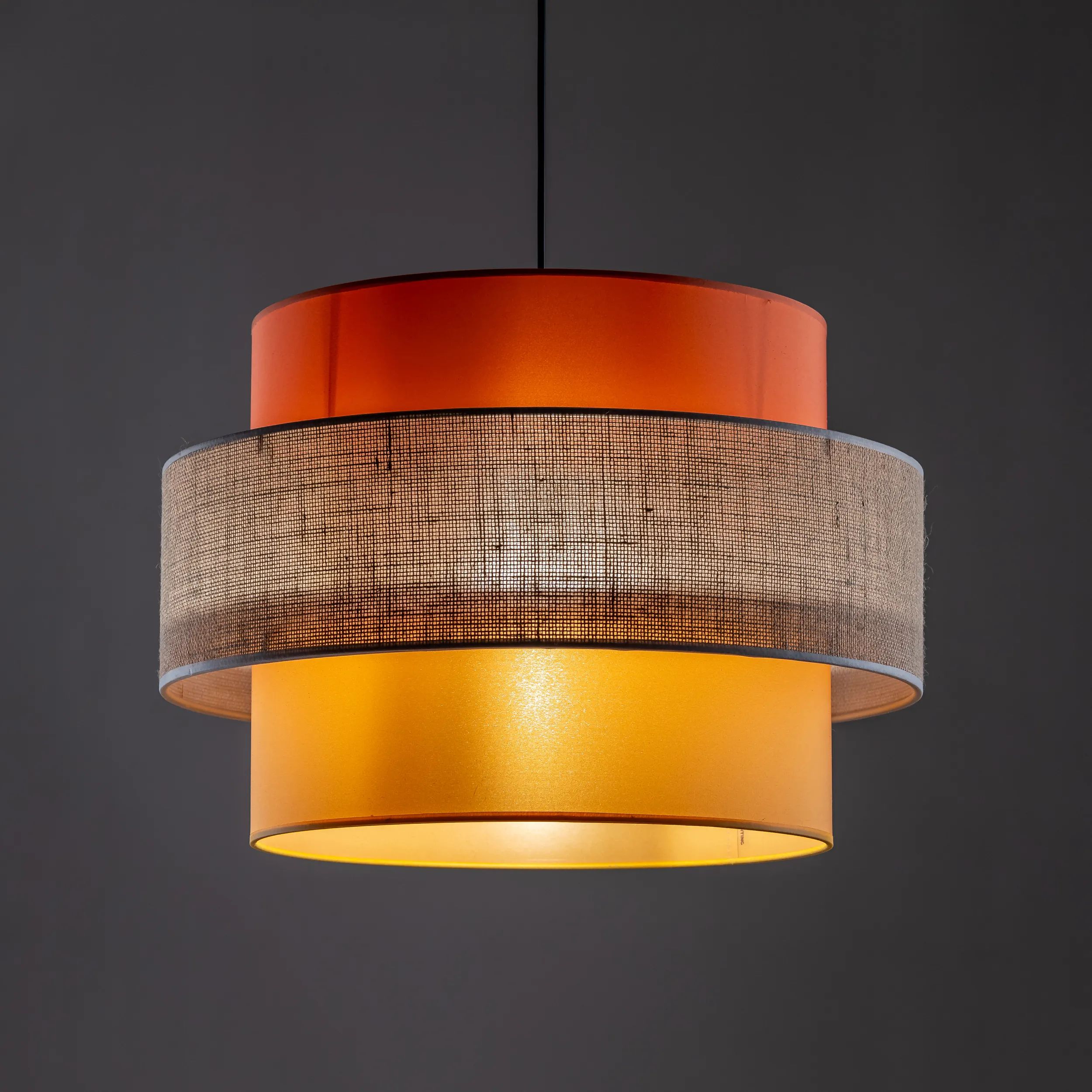 Lampa wisząca TRIO JUTA MIX wielokolorowa brązowa pomarańczowa żółta na czarnej podstawie i przewodzie 160x50cm - TK_2783