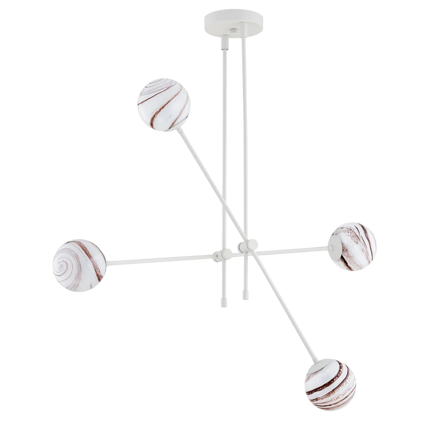 Lampa wisząca ABSOS metalowa biała biało-brązowa marmur regulowana 95x86cm - 1841