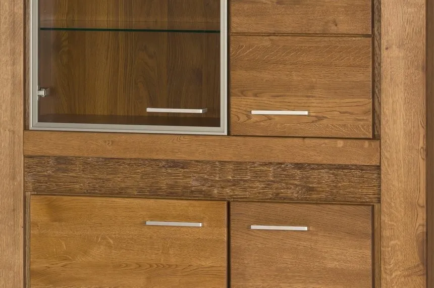 Witryna niska VELVET 15 drewniana 4-drzwiowa dąb rustical 150x110x42cm - TH-100-0626