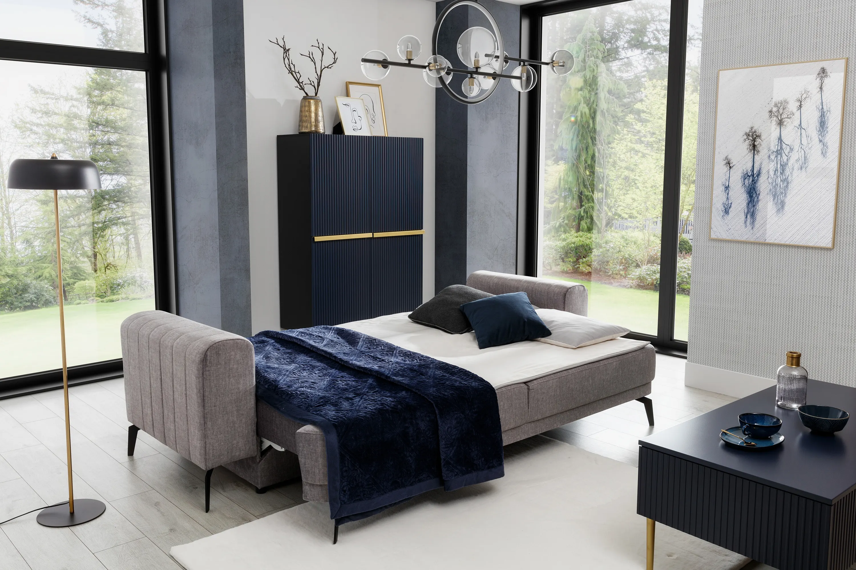 Sofa rozkładana LUZANO (Vogue 14) 250 cm z pojemnikiem szara - B_152456