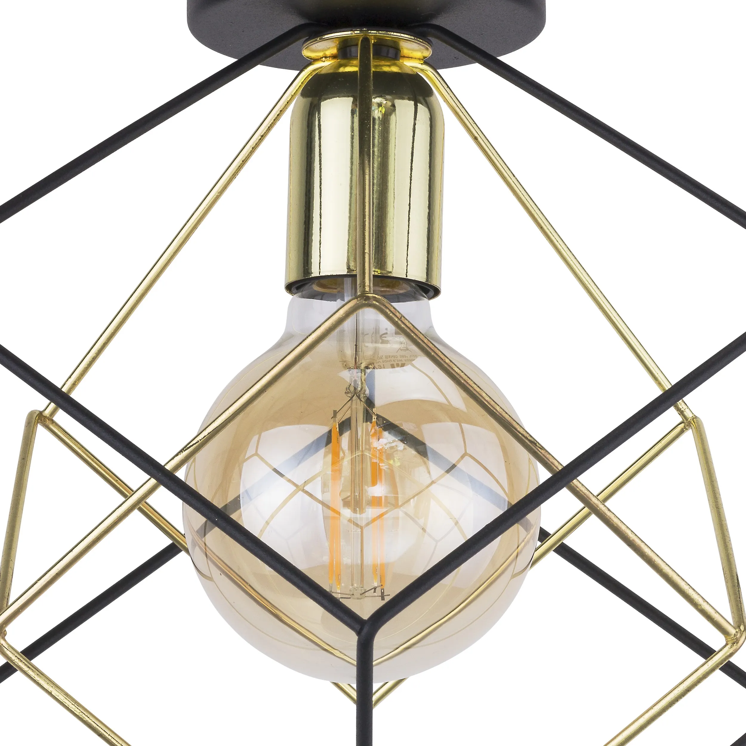 Lampa sufitowa ALAMBRE czarna ze złotymi elementami 30x28cm - TK_2702