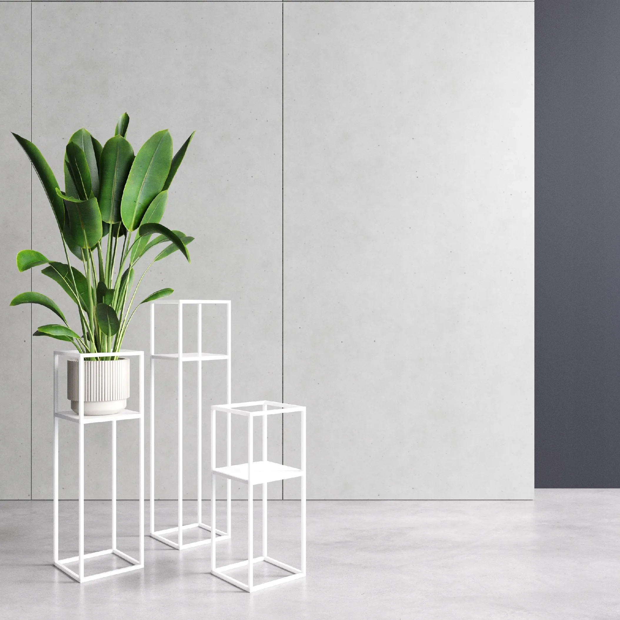 Kwietnik stojący metalowy LILLE S biały - LD_TZ000166