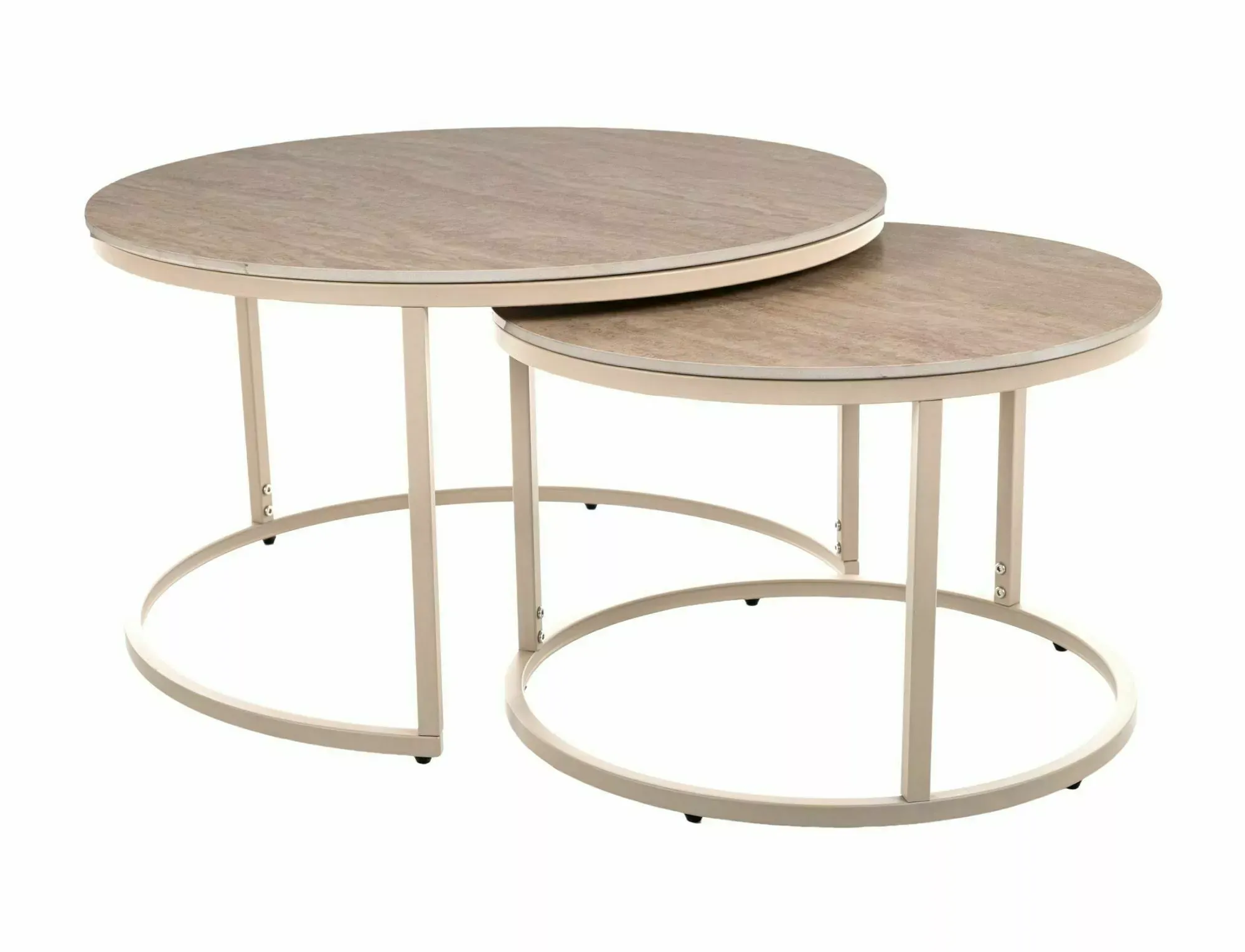 Zestaw stolików kawowych FERRANTE K FI80 FI60 travertine kaszmir Zestaw stolików kawowych FERRANTE K FI80 FI60 travertine kaszmir