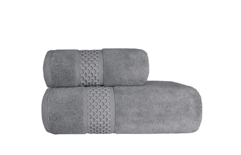 Ręcznik frotte RETE 70x140 bawełniana przędza dwupętelkowa SOFT TOUCH 24/2 gramatura 650 popielaty - FARO_24754