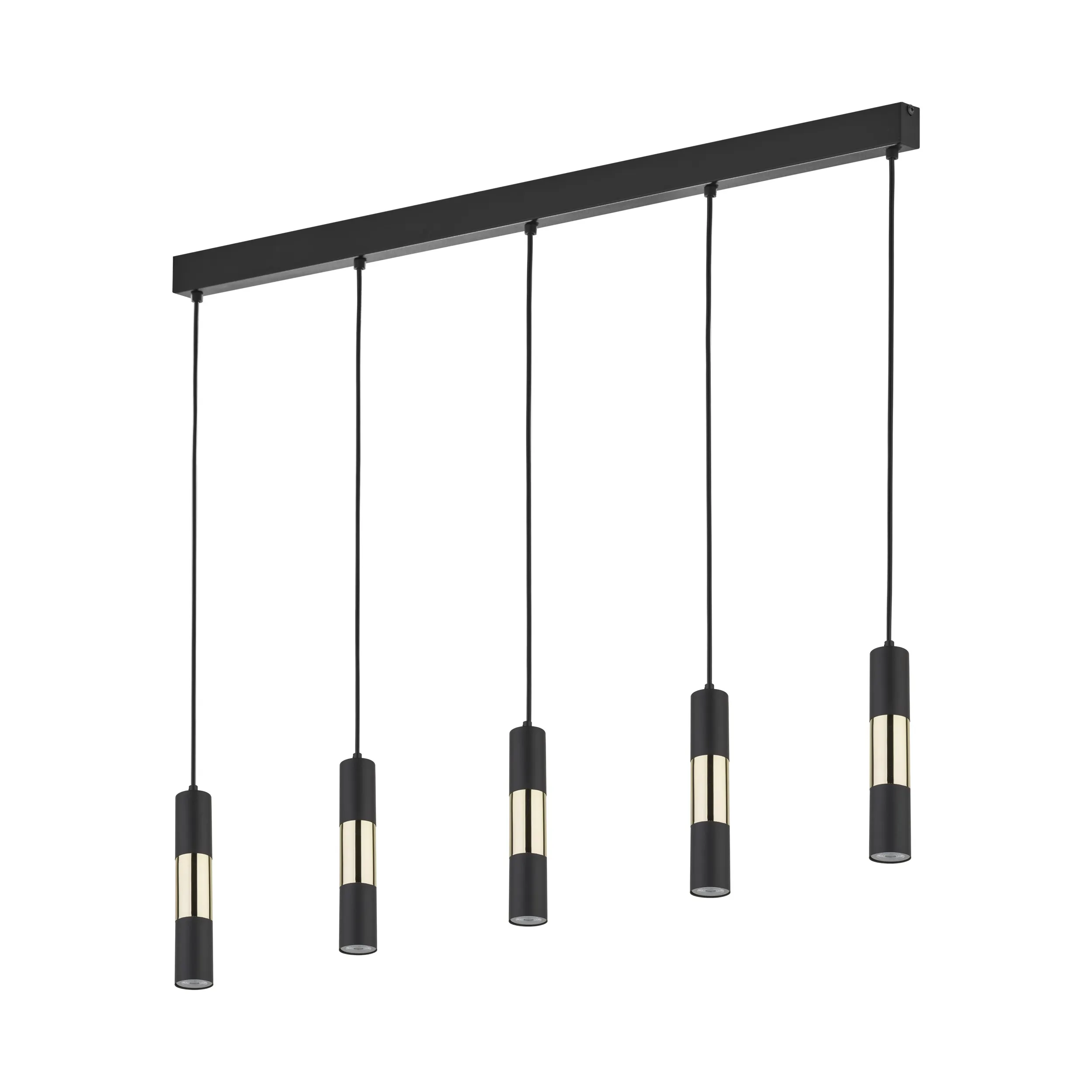 Lampa wisząca VIVIEN czarna na listwie ze złotymi elementami 137x100x5cm