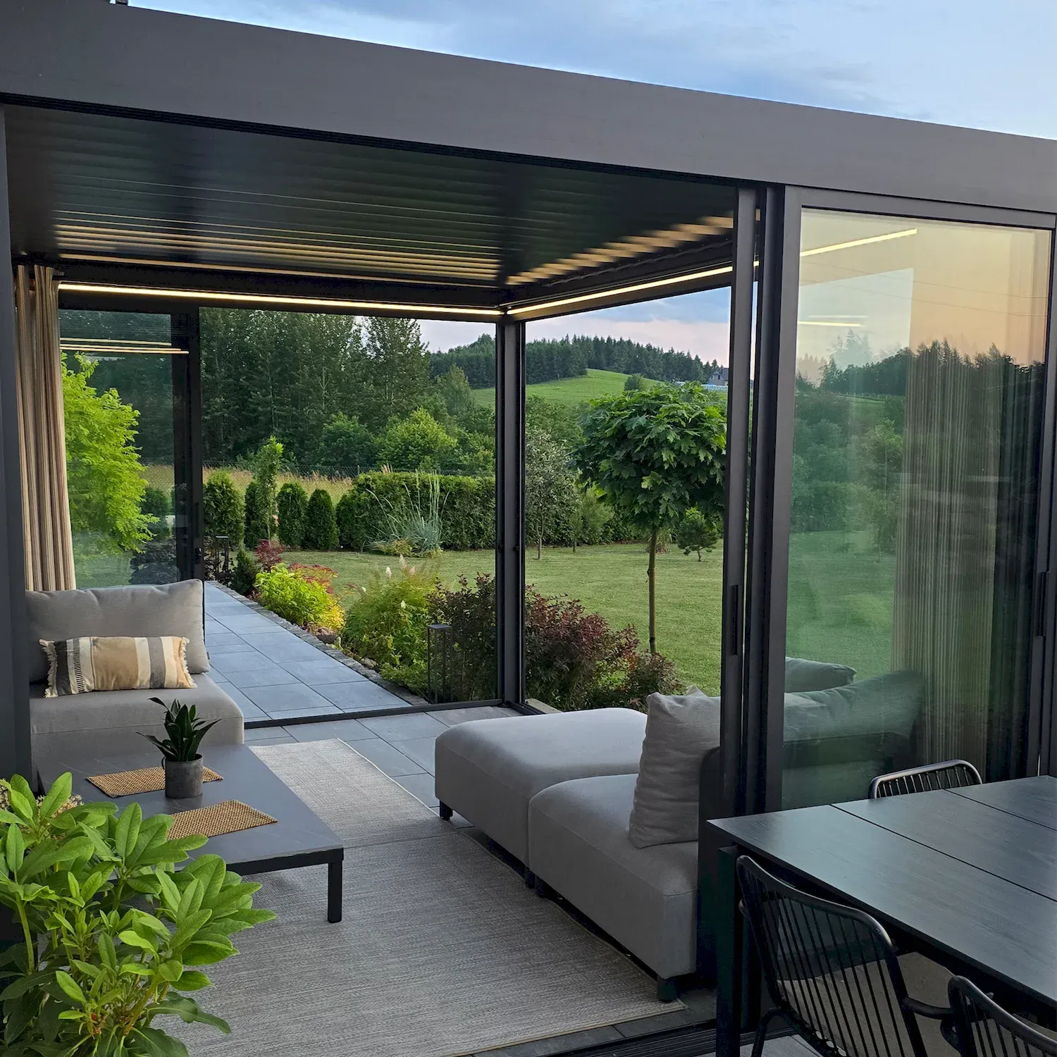 Drzwi przesuwne S8 LUXE 370x238cm (do pergoli 4m wys.2,5m ) antracyt Esti&Esta — zdjęcie 11