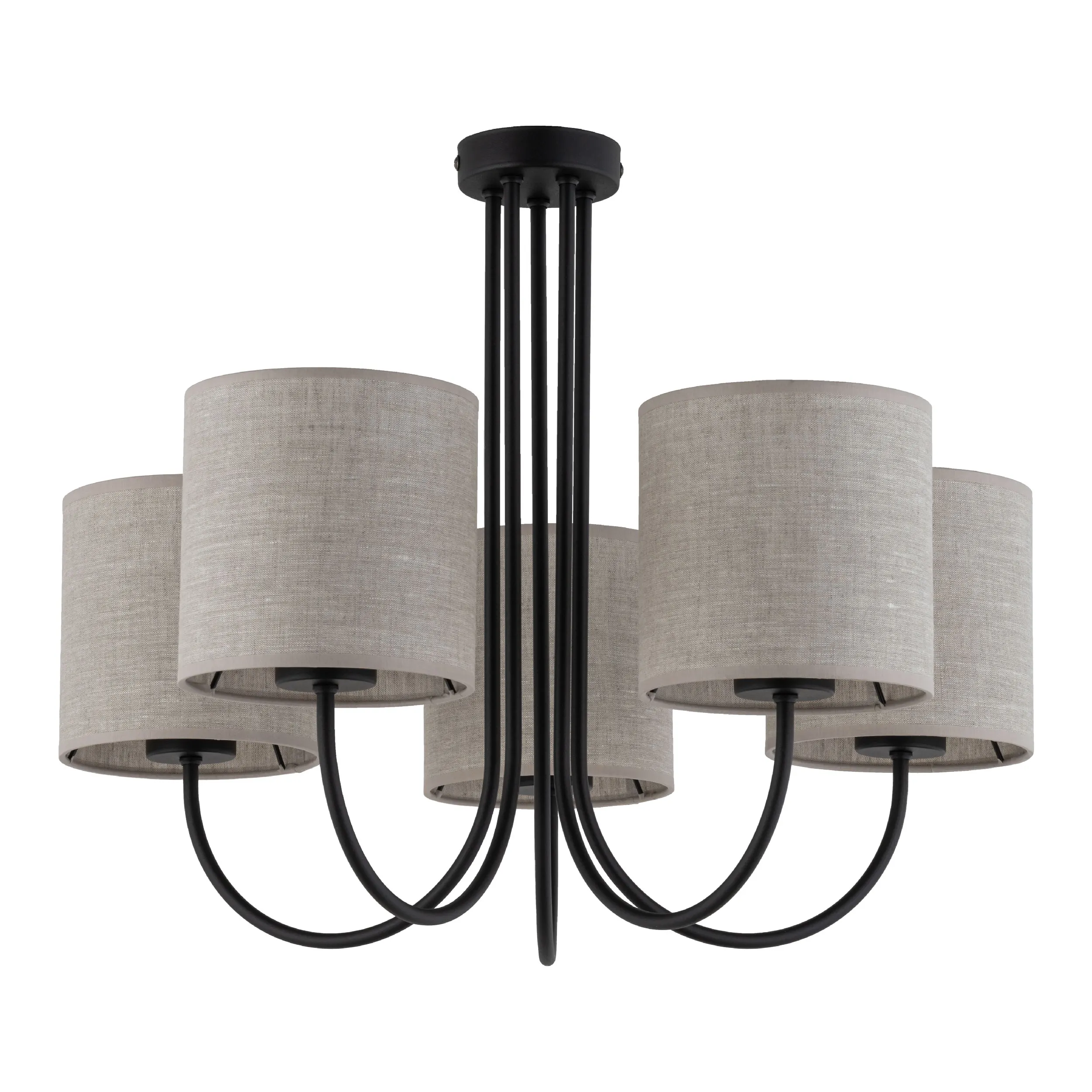 Lampa sufitowa TORENS NATURE czarna z brązowymi okrągłymi kloszami z tkaniny 60x49cm
