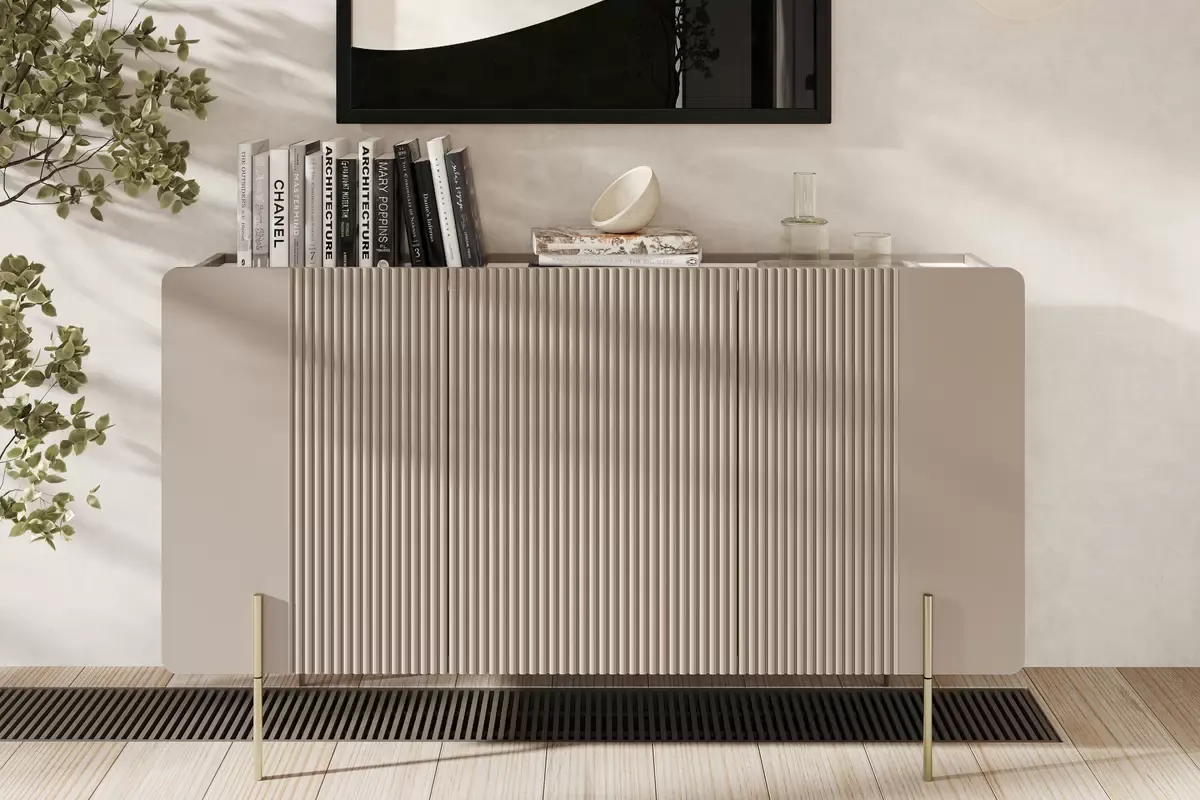 MALMI Komoda 150 3D - cashmere / crema bianca  / złote nogi — zdjęcie 7