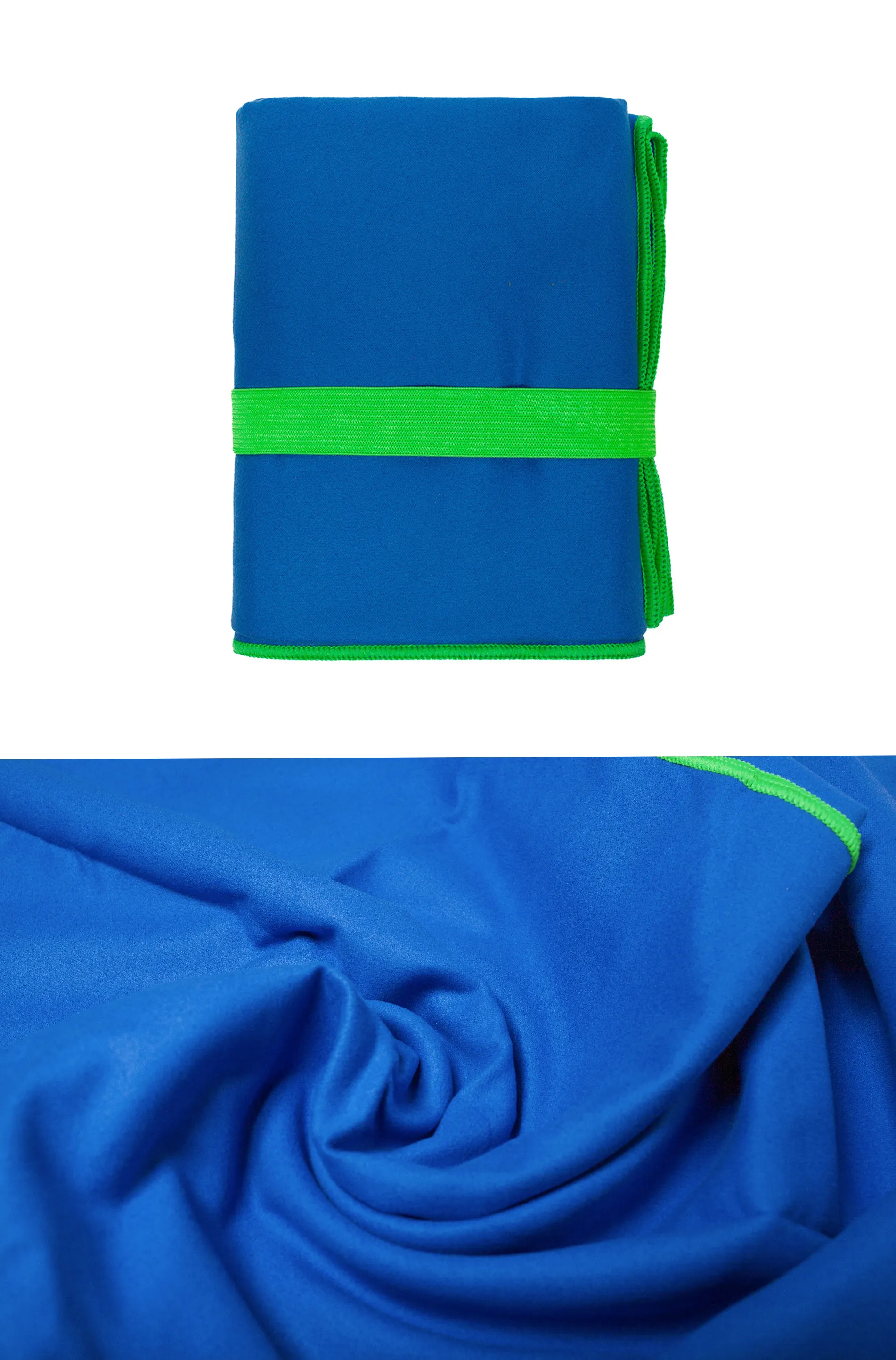 Ręcznik szybkoschnący FITNESS 80X130 z gumką niebieski obszycie zielone - FARO_28544