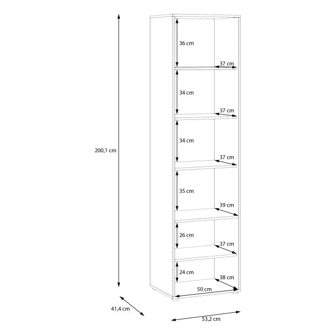 Regał L/P ORKNEY z szafką 53 cm dąb mauvella biały - OKYR711-Q344