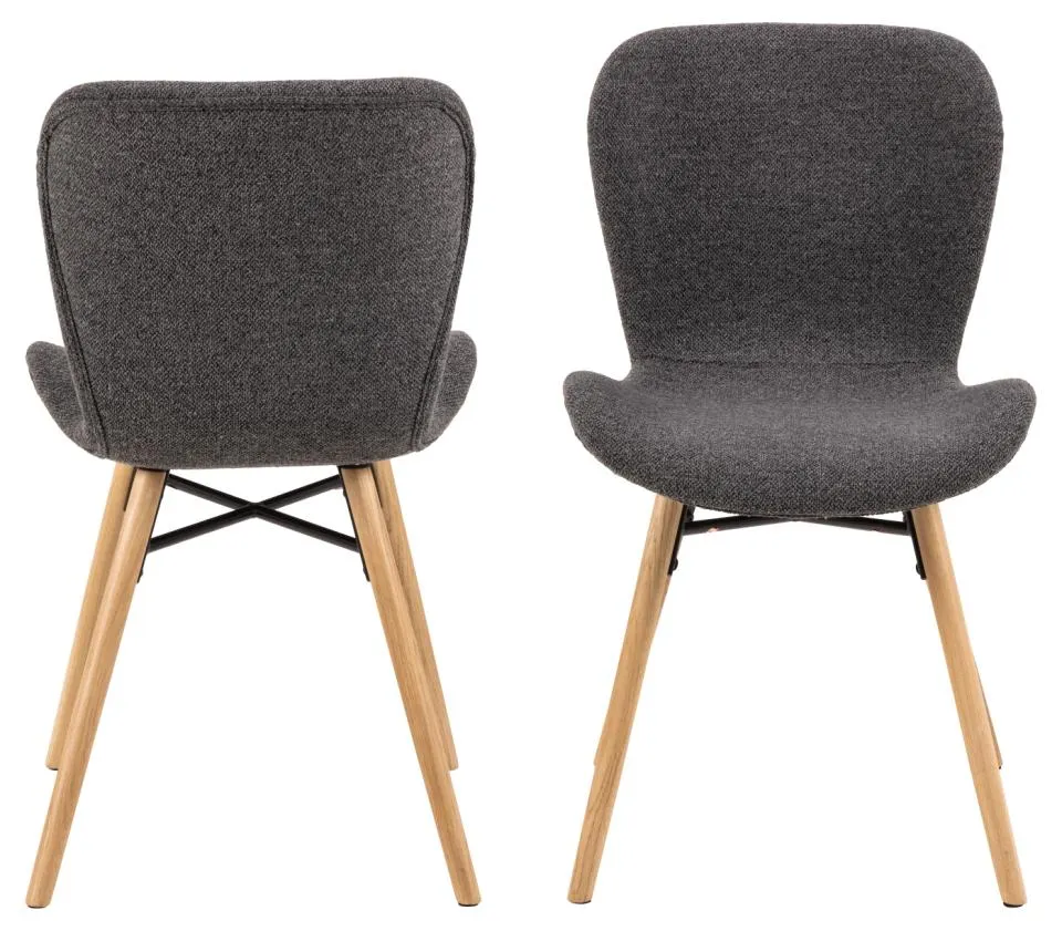 Krzesło tapicerowane DOREN Antracyt, Dab olejowany ( zestaw 2 sztuk ) - H000023355
