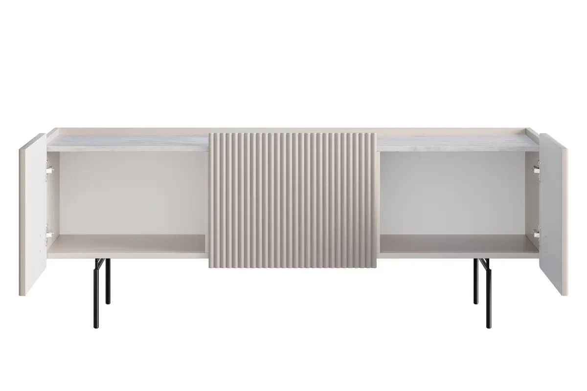 MALMI Szafka RTV 150 2D1SZ - cashmere / crema bianca / czarne nogi - B_162295