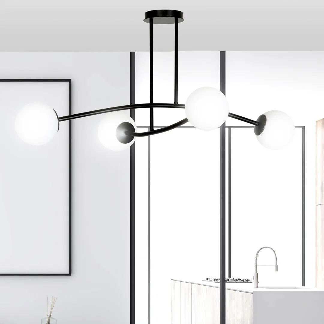 Lampa wisząca HALLDOR 4 czarny biały — zdjęcie 5