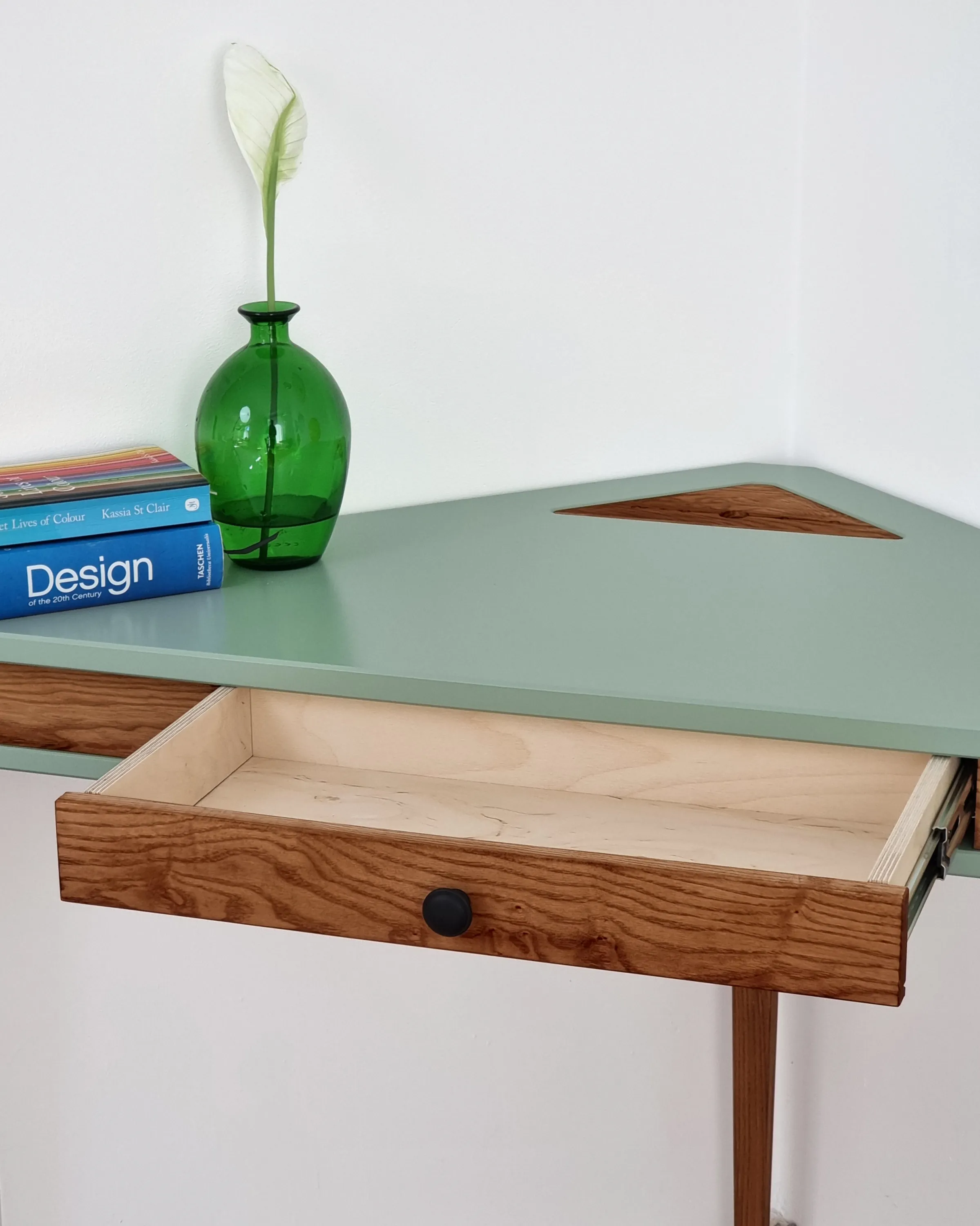 Biurko narożne z szufladą ASHME 114x85 żółty blat/ciemne jesionowe nogi - NRGBACD_OAK_5