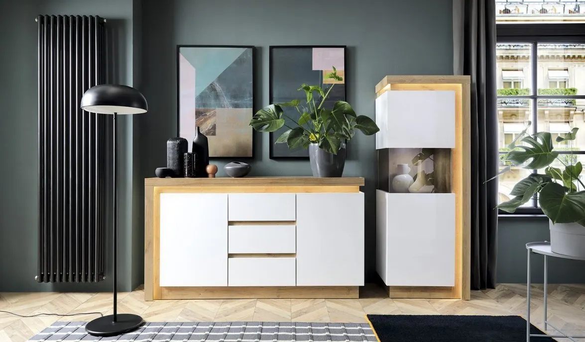 KOMODA LYON LYOK01 DĄB RIVIERA JASNA / BIAŁY HG - 6001114000003