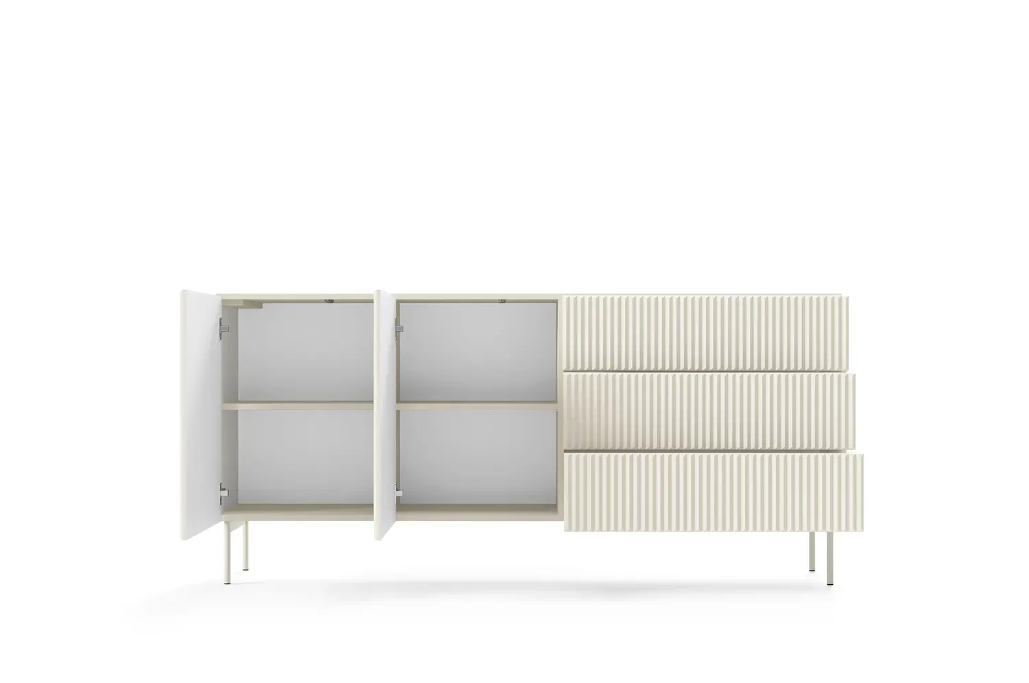 Komoda 2-drzwiowa z 3 szufladami MUTI 177 cm ryflowany front kaszmir - LA_MUTI_KOMODA_177_2D3S