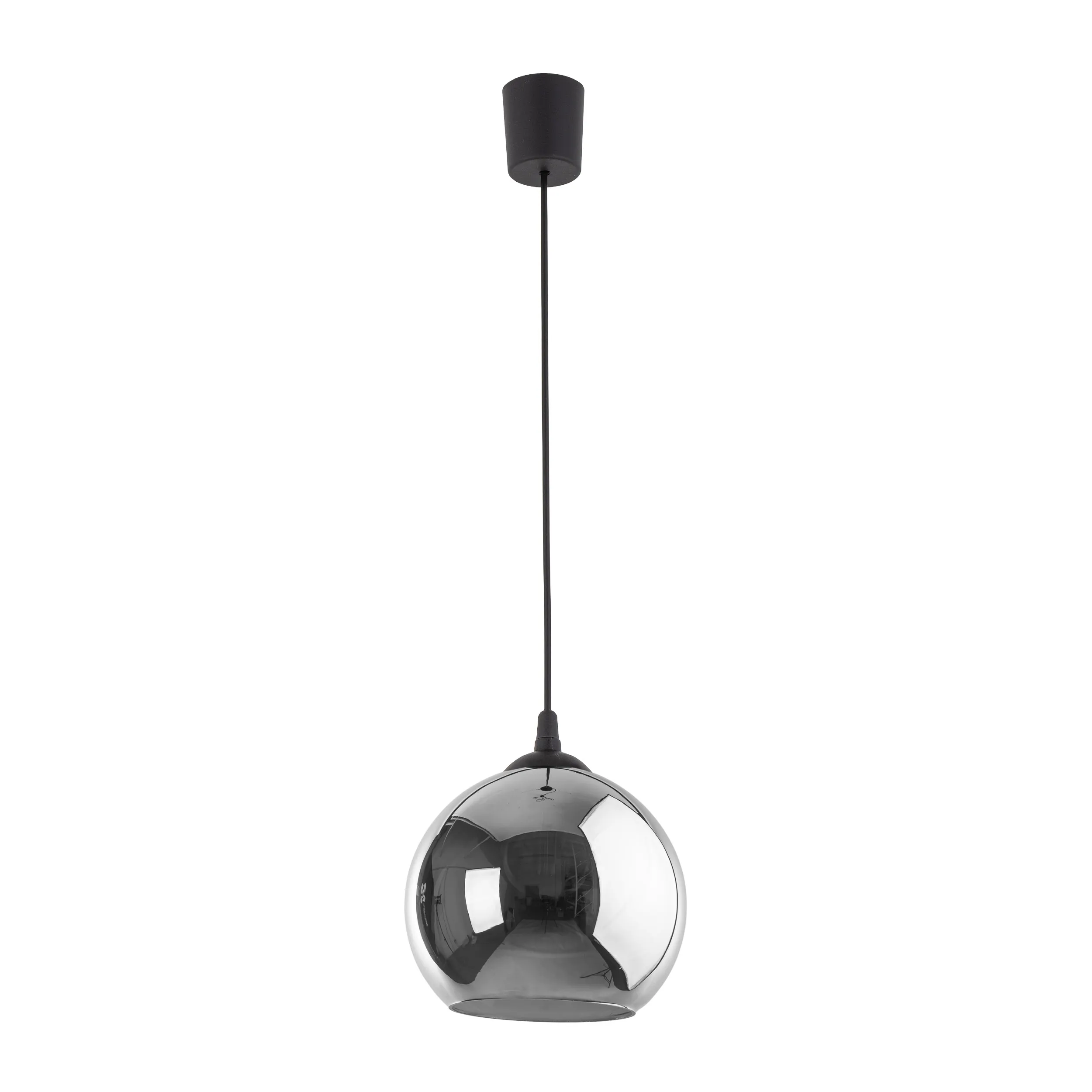 Lampa wisząca VENEZIA czarna z lustrzanym okrągłym szklanym kloszem 115x25cm