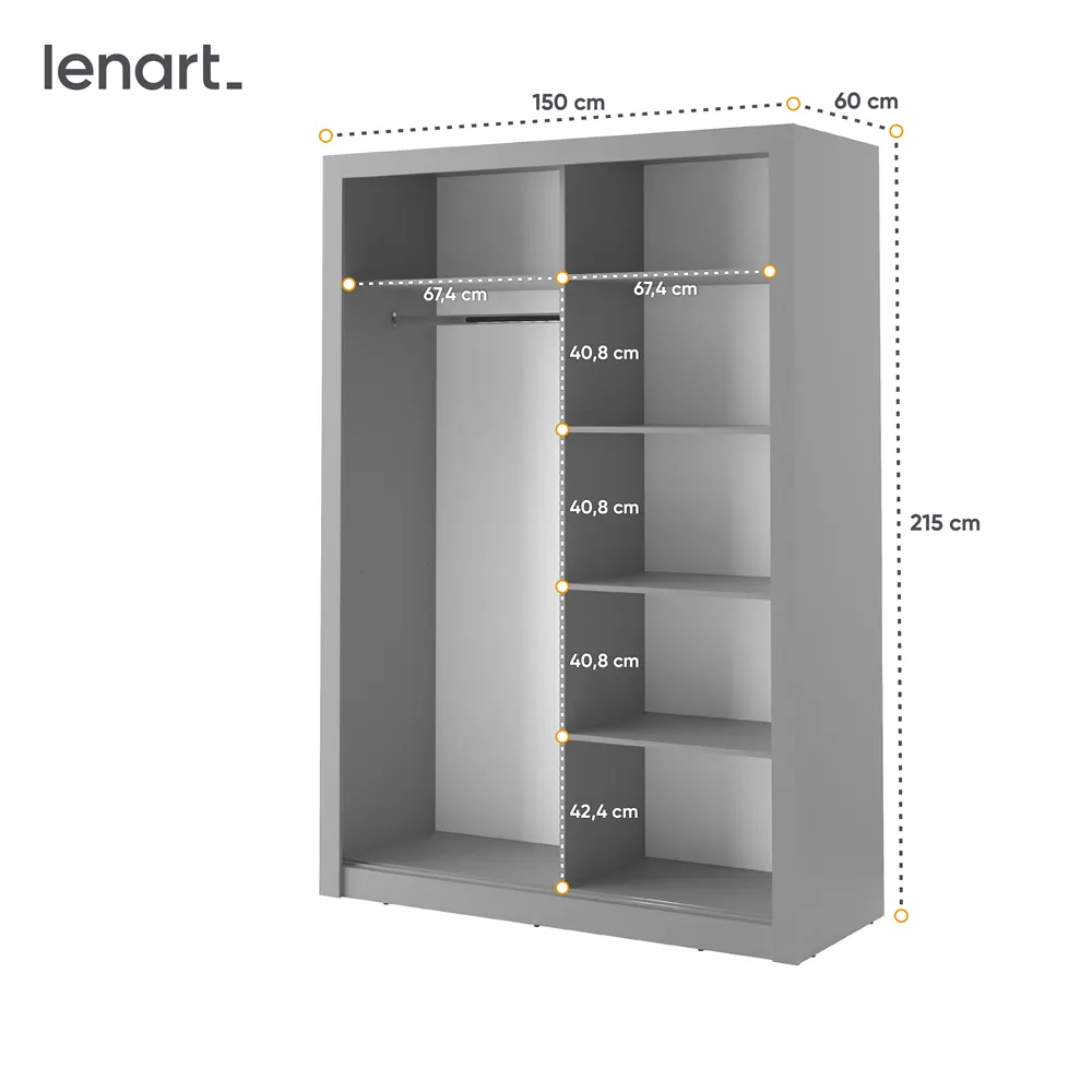 Szafa 2-drzwiowa ARTI AR-04 150cm szara - AR4S