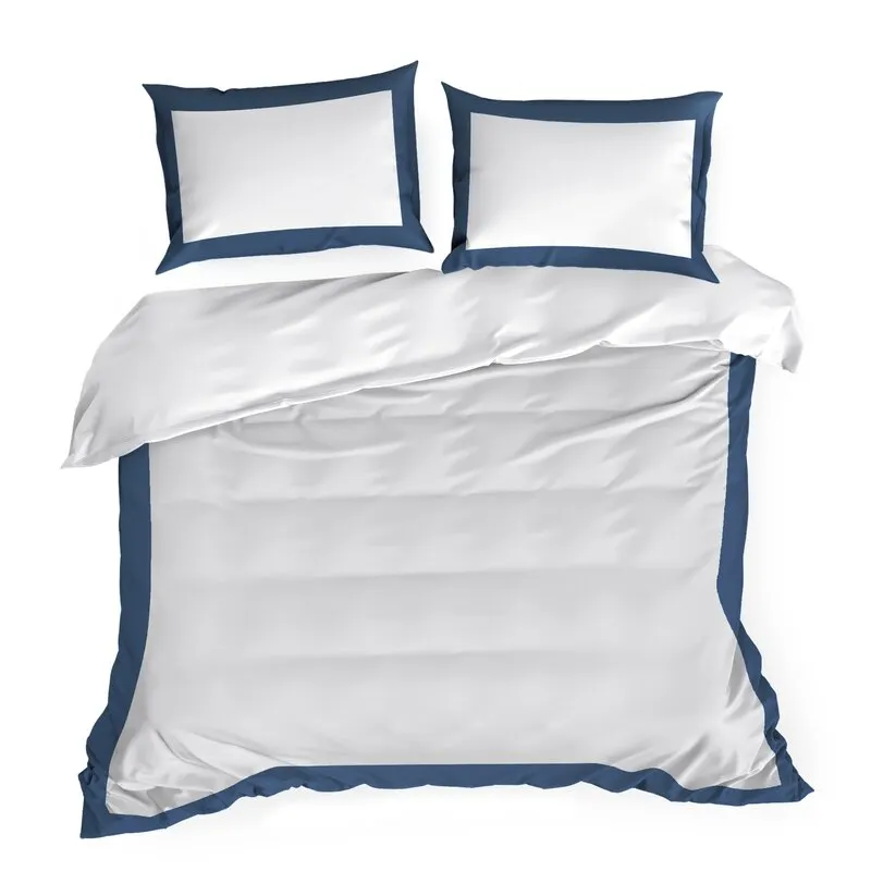 KOMPLET POŚCIELI LAURA 220 X 200 CM BIAŁY GRANATOWY - EU_436165