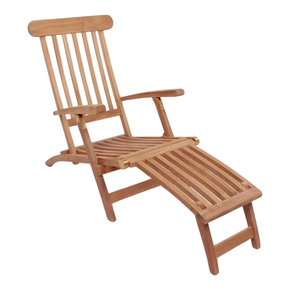 Leżak z regulacją oparcia ARRECIFE drewno tekowe teak naturalny Leżak z regulacją oparcia ARRECIFE drewno tekowe teak naturalny