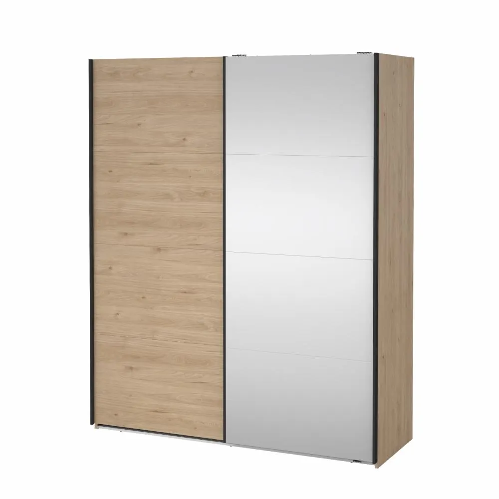 Szafa przesuwna 2-drzwiowa z lustrem BERGAMO 180 x 220 cm Jackson Hickory - TV_65200/08HLHLMI