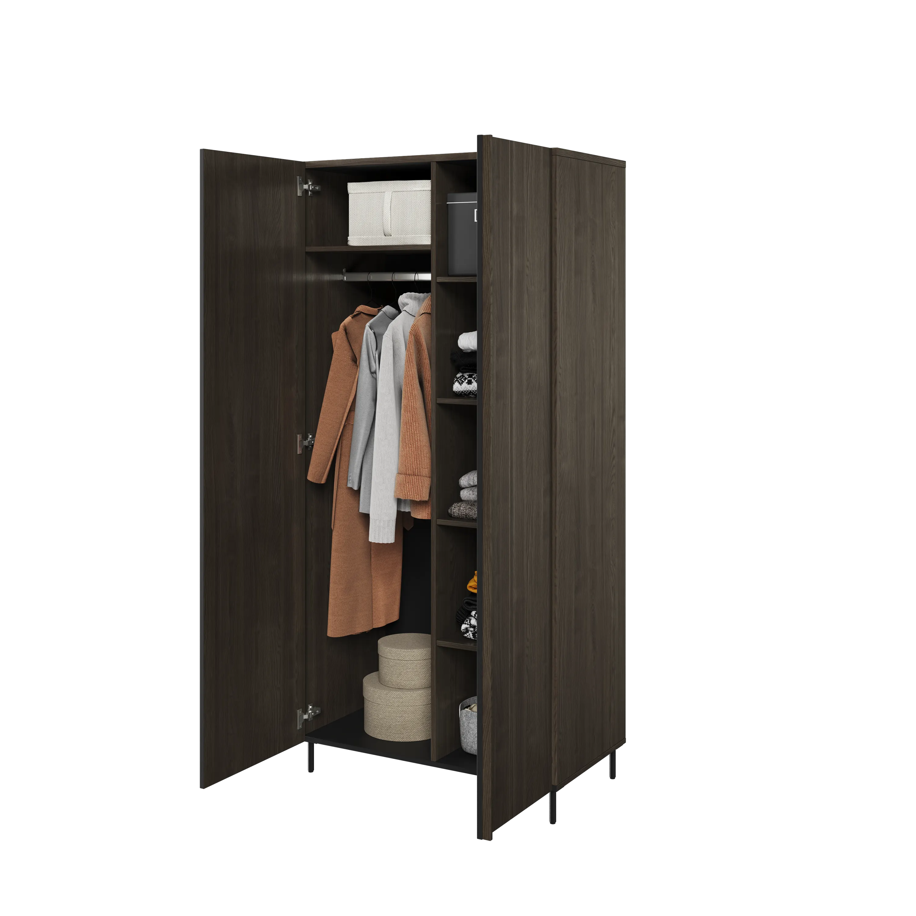 Szafa 2-drzwiowa Piemonte PE-01 92cm lamel jesion portlandzki/czarna - PE1JCZ