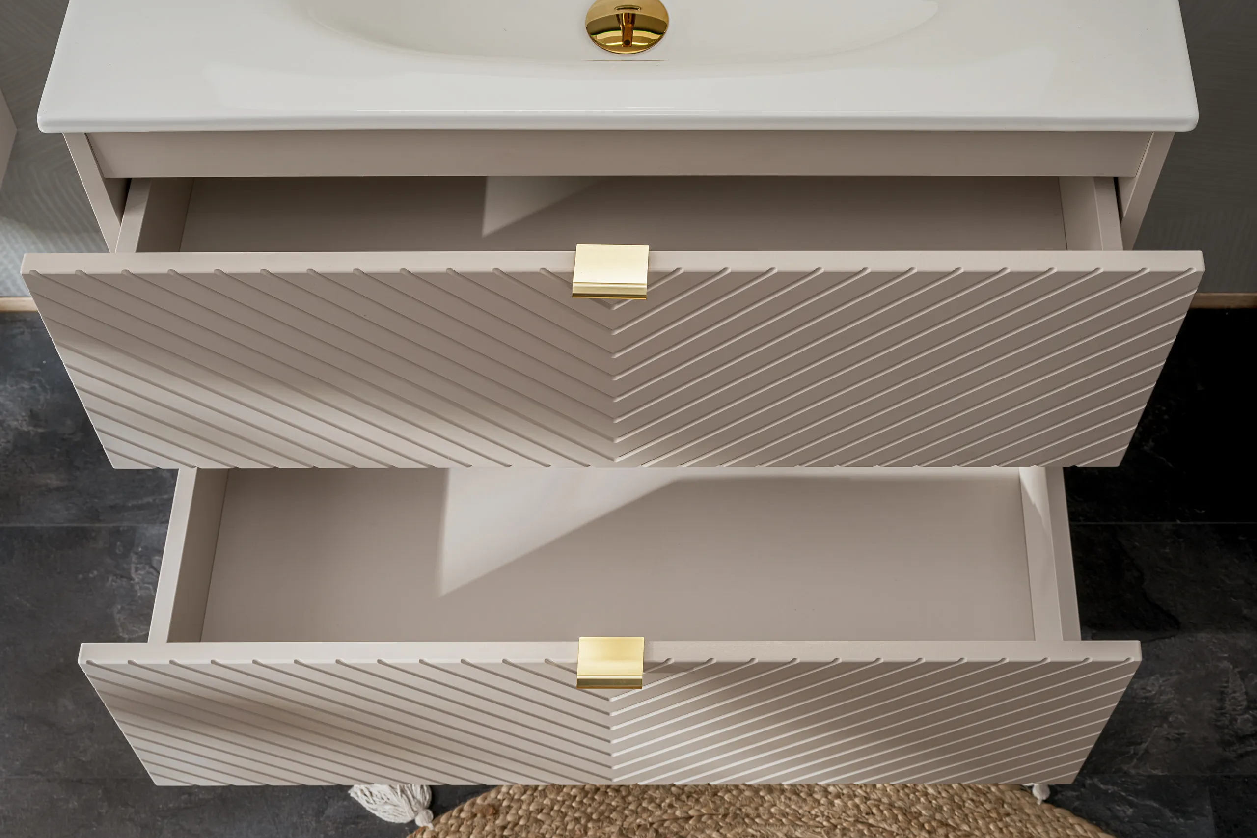 Szafka pod umywalkę z 2 szufladami VIVA Cashmere 80cm Kaszmirowy — zdjęcie 8