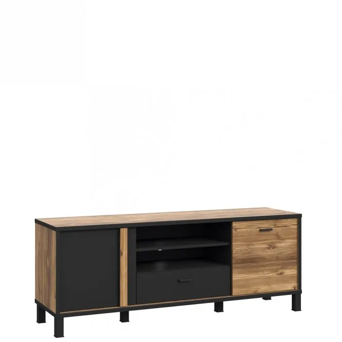 Szafka 2-drzwiowa z szufladą RTV HAYATO 155x56x42 świerk alpejski, czarny