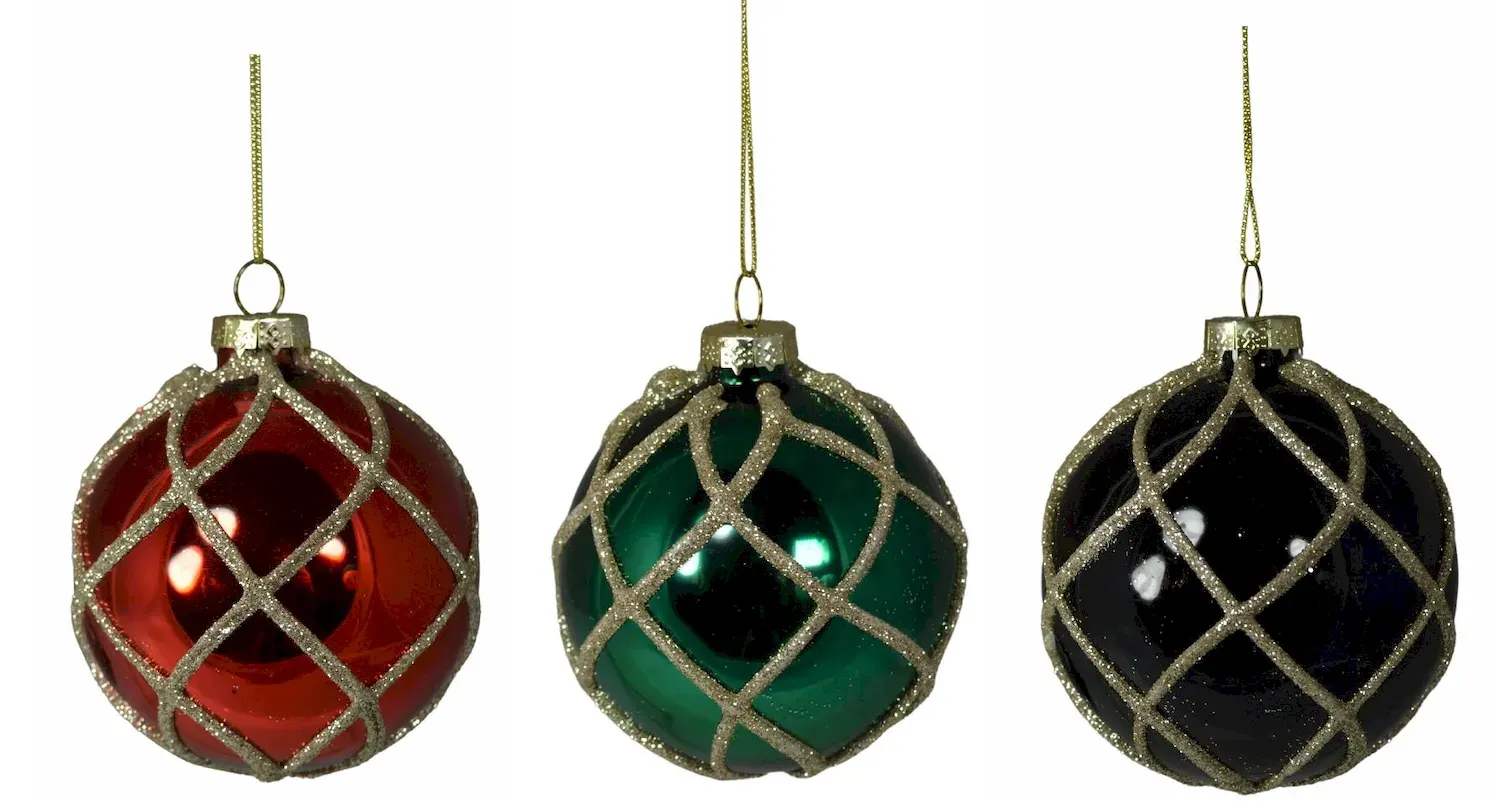 Bombki szklane 12 sztuk czerwony zielony czarny