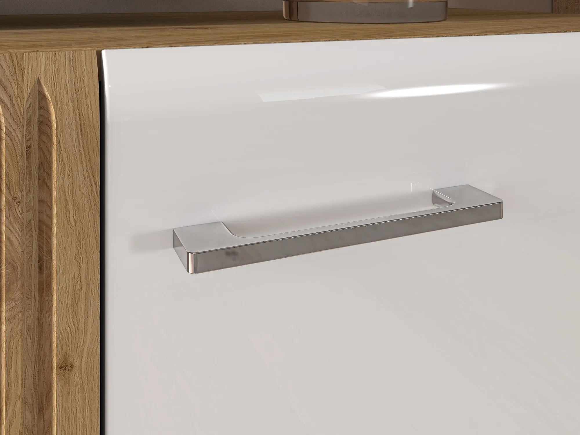 Dostawka do szafki RTV ADAGIO 08 dąb castello, biały połysk - 1ADAG08-001