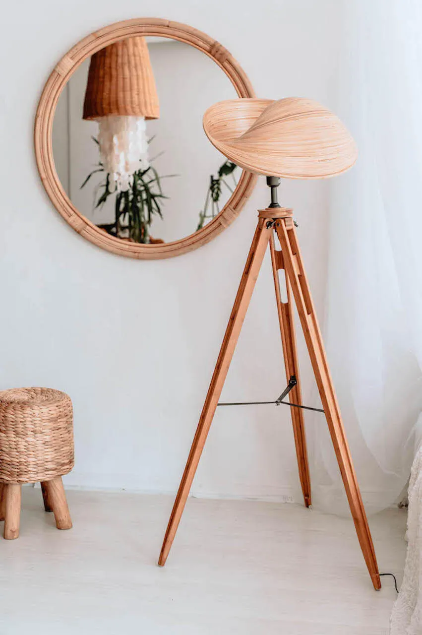 BAMBUSOWA LAMPA ELLE STOJAK DREWNIANY - MMLS01