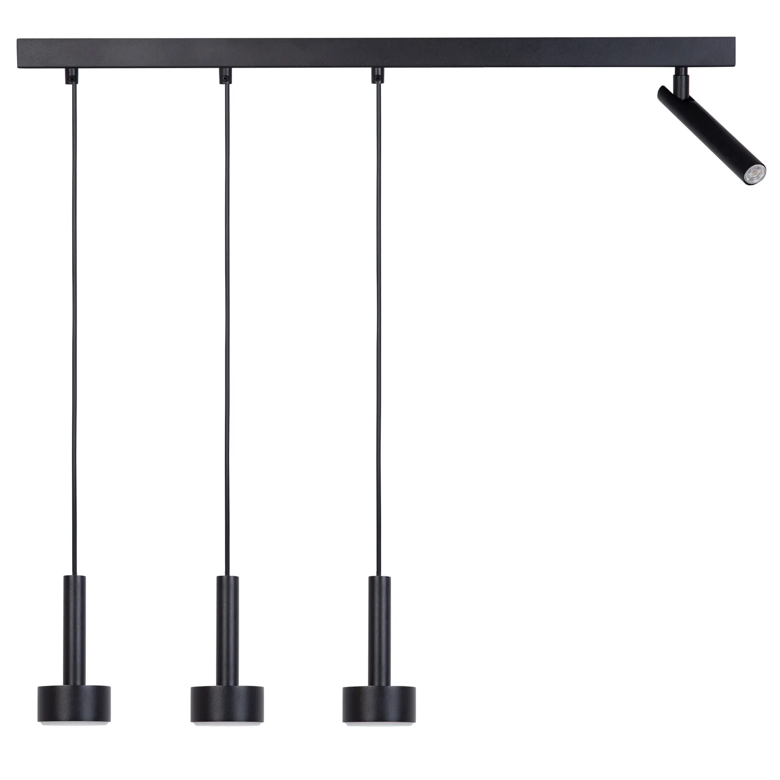 Lampa wisząca stalowa STAMP 3 + 1 plafon czarny Lampa