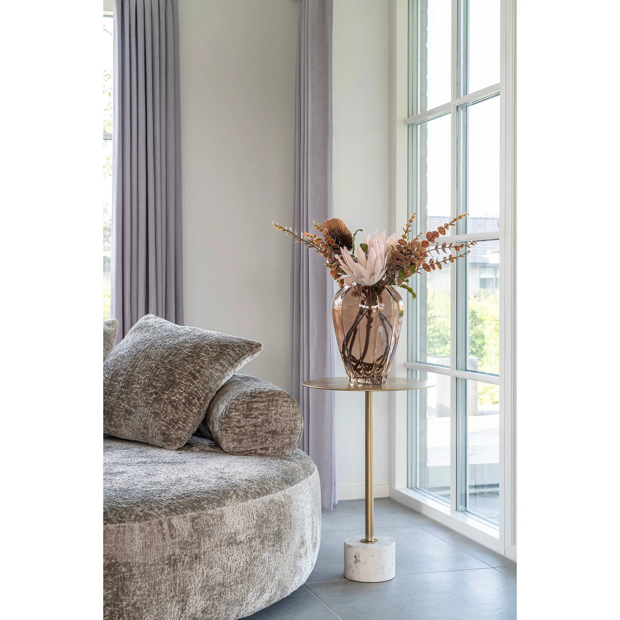 Stolik kawowy LECCO 2 okrągły 41xW58 Złoty-Efekt marmuru - 1601500