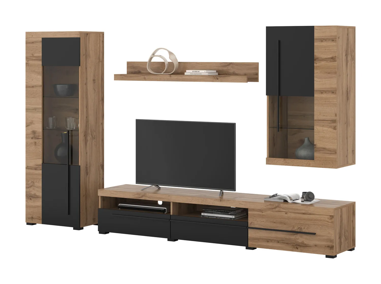 Meblościanka ROGER 10 dąb wotan/czarny - 22N2ZH10