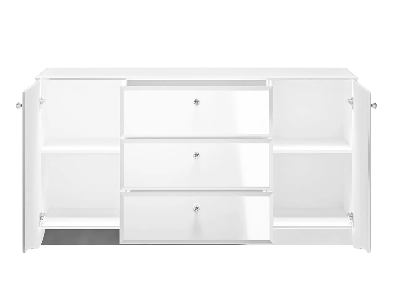 Komoda 2-drzwiowa z 3 szufladami GLAMOUR 02 z oświetleniem - biały połysk - 1GLAM02-001