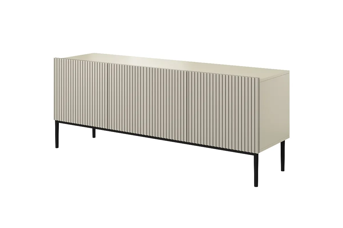 Szafka RTV NICOLE 150 z szufladą - kremowa - czarny stelaż