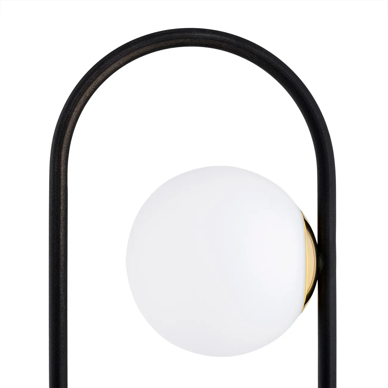 Lampa stojąca SALERNO metalowa czarna mosiądz białe okrągłe klosze 113x15cm - 8038